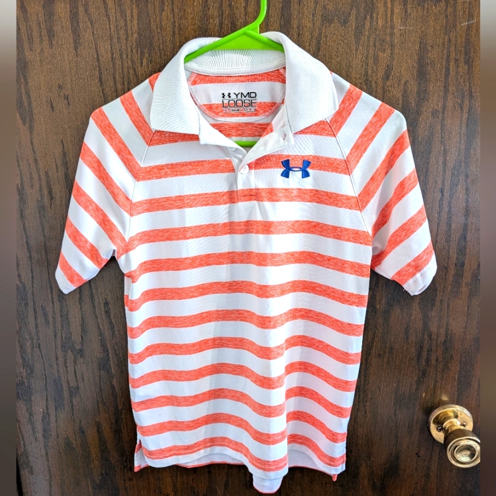 Under Armour Kids Orange Striped Polo Shirt